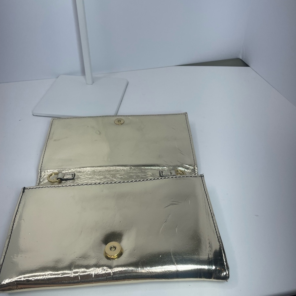 Zac Posen New York Shirley bow mini Gold Leather Crossbody or Clutch bag - Picture 14 of 16